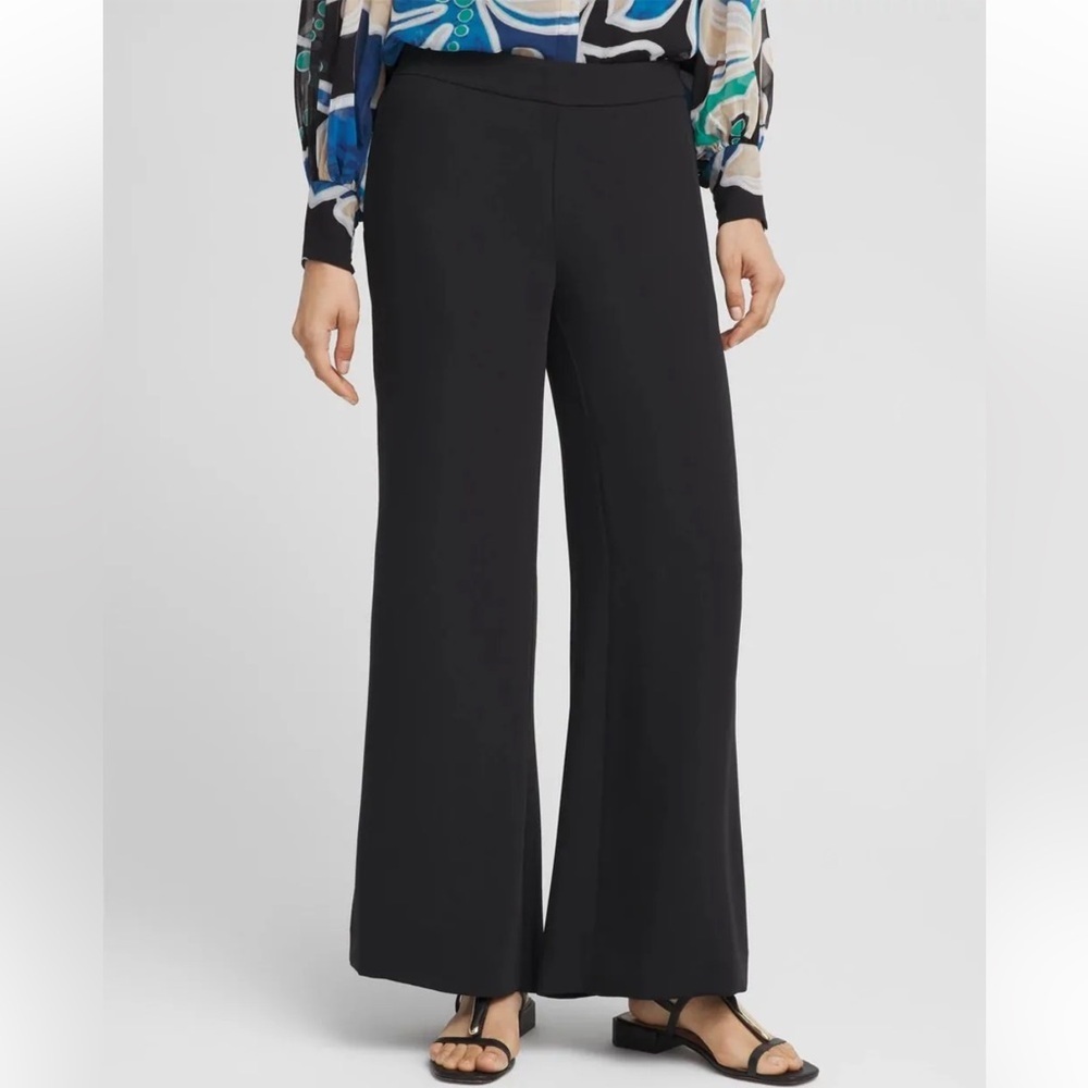 Chico’s black flowy lightweight wide leg pull on pants